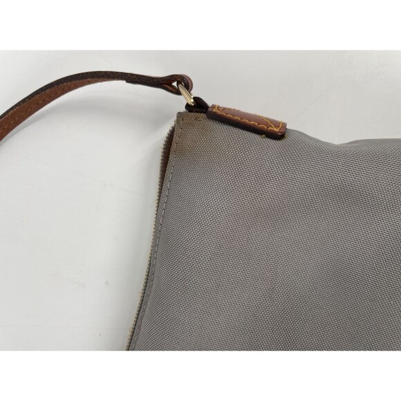 Dooney & Bourke Womens Pouchette Nylon Crossbody Bag Purse Gray Leather Brown - Picture 4 of 16
